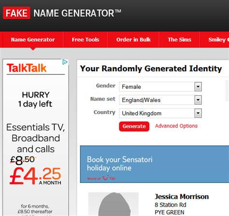 fakenamegenerator.com uk female